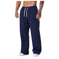 thumbnail image 1 of successthop Mens Workout Pants with Pockets Casual Drawstring Outfits Button Elastic Waist Trousers Solid Bottoms Navy, 1 of 5