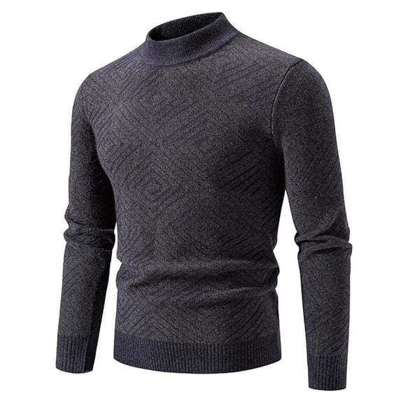 successthop Mens and Big Mens Sweater Long Sleeve Chunky Crewneck Knit Top Ribbed Cuff Jacquard Solid Warm Clothes