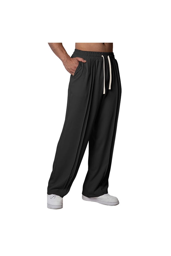 Mens and Big Mens Sweatpants Drawstring Casual Pant Elastic Waist Solid Trousers with Pockets Pants