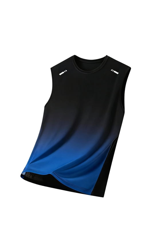 Mesh Tank Top Men Crewneck Shirt Sleeveless Clothes Breathable Big and Tall Gradient Beach Outfits Blue 3XL