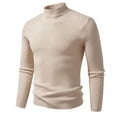 thumbnail image 1 of successthop Mock Neck Sweaters Men Plus Size Strecth Long Sleeve Knit Tops Ribbed Cuff Solid Keep Warm Clothes Beige XL, 1 of 7
