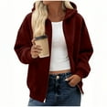 thumbnail image 1 of successthop Oversized Jackets for Women Zip Up Coat with Pockets Long Sleeve Hooded Streetwear Solid Outerwear Red L, 1 of 5