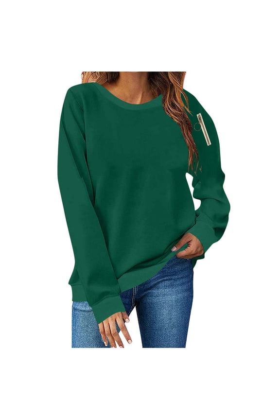 Oversized Sweatshirt for Women FLeece Drop Shoulder Crewneck Long Sleeve Tops Pullover Sweater Plain Clothes