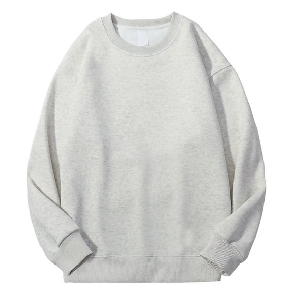 successthop Oversized Sweatshirts for Men Fleece Crewneck Long Sleeve Sweater Pullover Tops Loose Solid Clothes 3XL