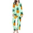 thumbnail image 1 of successthop Pineapple Pajamas Women Long Sleeve Lapel Button Up Sleepwear and Pj Pant Print Nightwear with Pockets Green, 1 of 7
