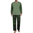 thumbnail image 1 of successthop Plaid Pajama Set Men Plus Size Slash Shoulder Long Sleeve Crewneck Causal Tops and Full Pant Sleepwear Green, 1 of 7