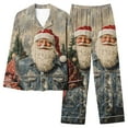thumbnail image 1 of successthop Plus Size Christmas Pajamas for Women Santa Long Sleeve Lapel Button Nightwear and Pj Pant Xmas Sleepwear, 1 of 6