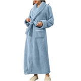 successthop Plus Size Flannel Robe Long for Unisex Fuzzy Loungewear ...