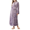 thumbnail image 1 of successthop Plus Size Flannel Robe Long for Unisex Fuzzy Loungewear Long Winter Sleepwear Bathrobe with Pocket Purple, 1 of 5