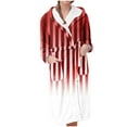 thumbnail image 1 of successthop Plus Size Flannel Robe Long for Women Fuzzy Soft Belted Long Sleepwear Stripe Bathrobe with Pockets Red 3XL, 1 of 3
