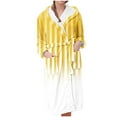 thumbnail image 1 of successthop Plus Size Flannel Robe Long for Women Fuzzy Soft Belted Long Sleepwear Stripe Bathrobe with Pockets Yellow, 1 of 3