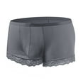 thumbnail image 1 of successthop Plus Size Silk Underwear Men Cool Low Rise Lace Comfortable Lightweight Solid Boxer Brief Gray 2XL, 1 of 6
