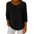 thumbnail image 1 of successthop Plus Size Sweaters for Women Loose Bow Crewneck Tunic Tops Long Sleeve Pullover Knitwear Solid Clothes Black, 1 of 6