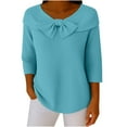 thumbnail image 1 of successthop Plus Size Sweaters for Women Loose Bow Crewneck Tunic Tops Long Sleeve Pullover Knitwear Solid Clothes Blue, 1 of 6