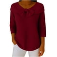 thumbnail image 1 of successthop Plus Size Sweaters for Women Loose Bow Crewneck Tunic Tops Long Sleeve Pullover Knitwear Solid Clothes Red, 1 of 6