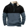 thumbnail image 1 of successthop Plus Size Sweatshirt with Pockets Men Quarter Zip Long Sleeve Sweaters Pullover Tops Color Block Streetwear, 1 of 3