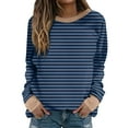 thumbnail image 1 of successthop Plus Size Sweatshirts for Women Oversized Crewneck Long Sleeve Sweater Pullover Tops Stripe Sweatshirts Blue, 1 of 5