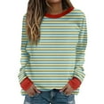 thumbnail image 1 of successthop Plus Size Sweatshirts for Women Oversized Crewneck Long Sleeve Sweater Pullover Tops Stripe Sweatshirts Red, 1 of 5