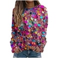 thumbnail image 1 of successthop Plus Size Sweatshirts for Women Sparkle Print Oversized Crewneck Long Sleeve Pullover Sweaters Outfits, 1 of 5
