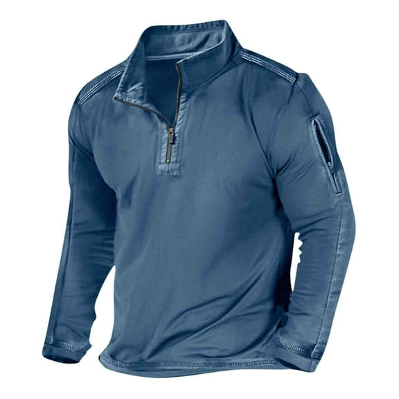 successthop Pullover Sweatshirt Men Plus Size Quarter Zip Long Sleeve Sweater Lightweight No Hood Tops Solid Clothes