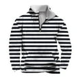 thumbnail image 1 of successthop Pullover Sweatshirts Men Plus Size Quarter Zipper Long Sleeve Sweater Trendy Tops Stripe Streetwear Black, 1 of 5