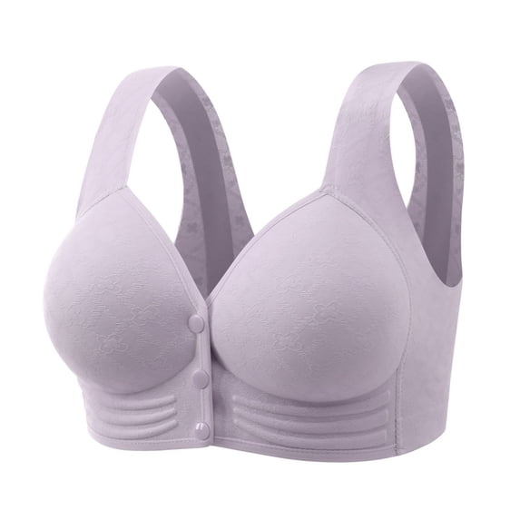 successthop Push Up Bras for Women Front Closure Wireless Plus Size Bra Breathable T Shirt Ladies Everyday Wear Purple