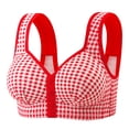thumbnail image 1 of successthop Push Up Bras for Women Wireless Front Closure Bra Plaid Breathable Lightweight Ladies Everyday Wear Red 44, 1 of 8