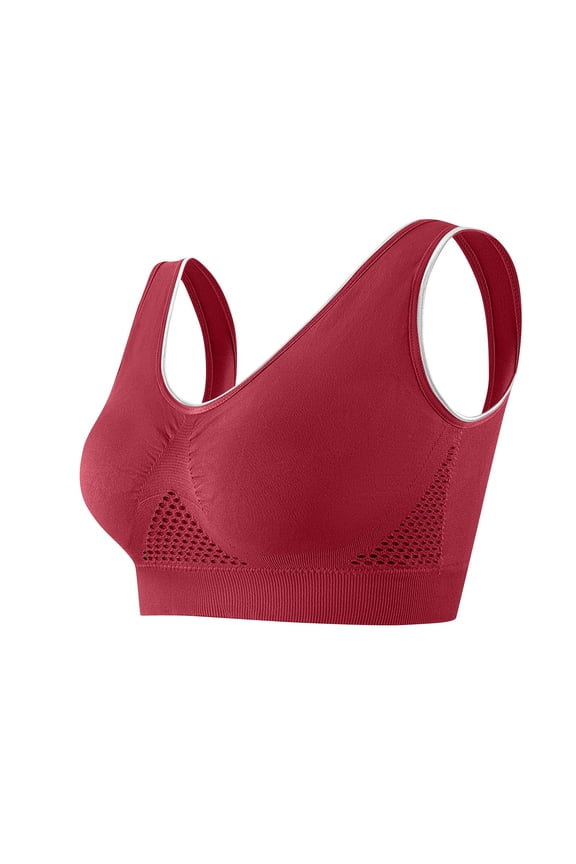 Push Up Sports Bras for Women Plus Size Cut Out Wireless Yoga Sport Wear Support No Show Full Coverage Bra