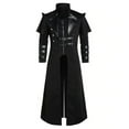 thumbnail image 1 of successthop Renaissance Costumes for Men Plus Size Vintage Stand Collar Jacket Zipper Trendy Outwear Belted Solid Coat, 1 of 4