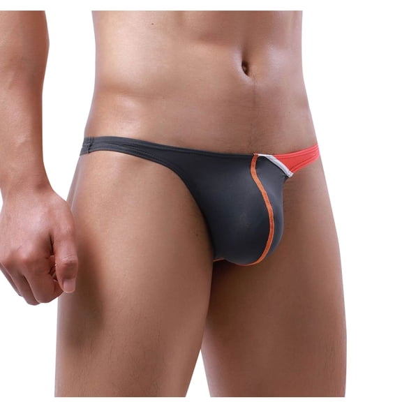 successthop Silk Underwear for Men Cool Low Waist Comfortable Underpant Lightweight Soft Solid Briefs Gray L