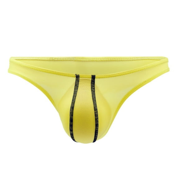 successthop Silk Underwear for Men Plus Size Cool Low Waist Comfortable Sport Lightweight Solid Briefs Yellow L