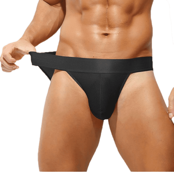successthop Silk Underwear for Men Plus Size Cool Support Pouch Low Waist Comfortable Sport Solid Briefs Black S
