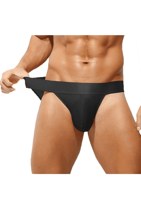 Silk Underwear for Men Plus Size Cool Support Pouch Low Waist Comfortable Sport Solid Briefs Black S