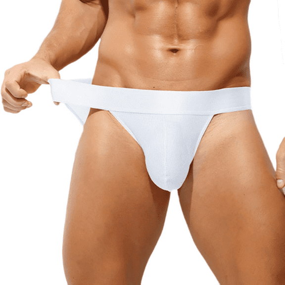successthop Silk Underwear for Men Plus Size Cool Support Pouch Low Waist Comfortable Sport Solid Briefs White S