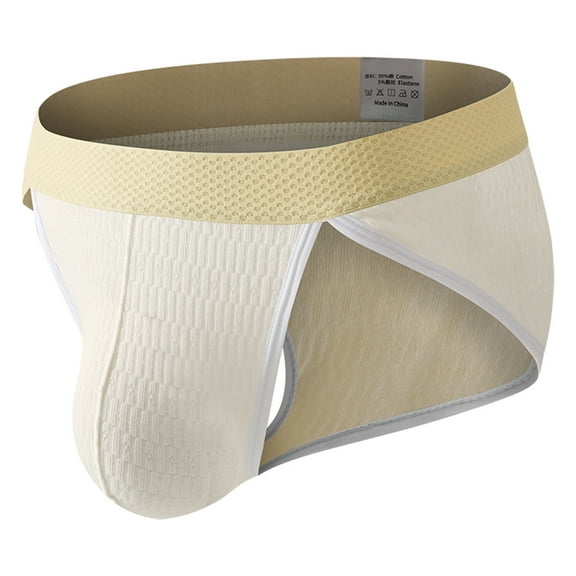 successthop Silk Underwear for Men Plus Size Support Pouch Low Waist Stylish Sport Lightweight Solid Briefs White XL