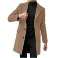 thumbnail image 1 of successthop Single Breasted Wool Trench Coat for Men Plus Size Notched Lapel with Pockets Casual Outwear Solid Jacket XL, 1 of 5