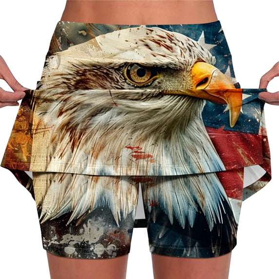successthop Skorts Skirts for Women Plus Size Patriotic Shorts Workout Casual Outfits Print Breathable Clothes 4XL