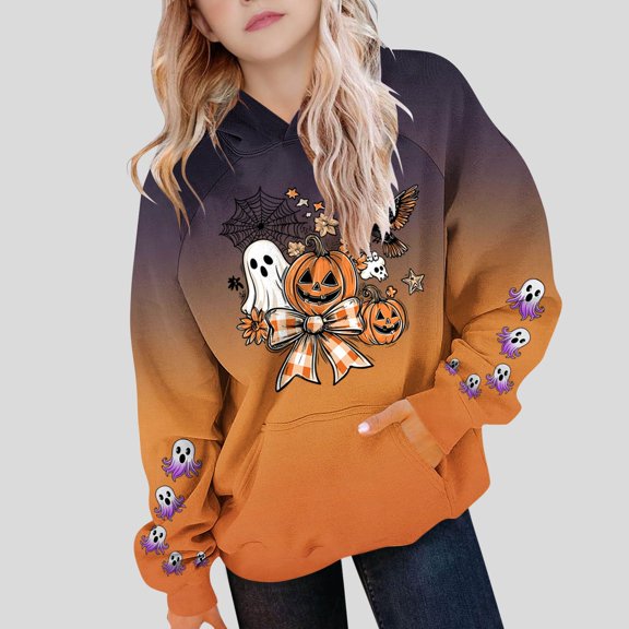 successthop Spooky Season Hoodies Pumpkin Graphic Toddler Girls Boys Long Sleeve Winter Fall Sport Pullover Sizes 5-15
