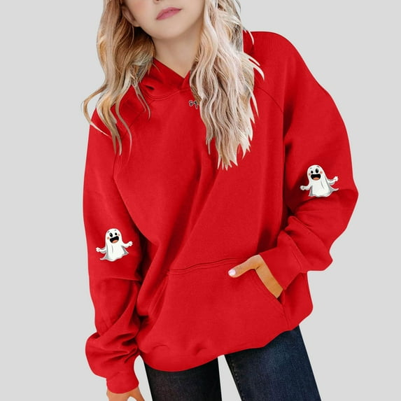 successthop Spooky Season Hoodies Spooky Ghost Toddler Girls Boys Long Sleeve Winter Fall Sport Pullover Sizes 5-15