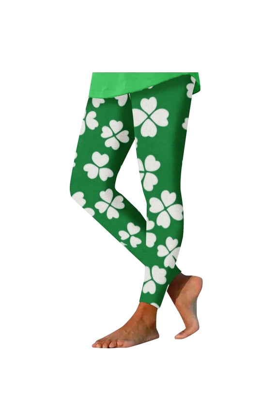 St. Patrick Day Leggings Green Vacation Butt Lifting Pants Strecth Trousers Comfortable Workout Bottoms L