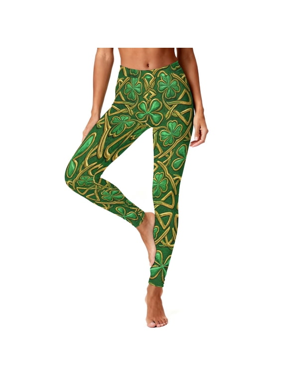 St Patrick Day Leggings Green Vacation Plus Size Pants Strecth Bottoms Comfortable Workout Trousers 2XL