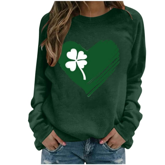 successthop St.Patricks Day Sweatshirt Womens Wine Casual Crewneck Pullover Top Streetwear Long Sleeve Vacation Clothes