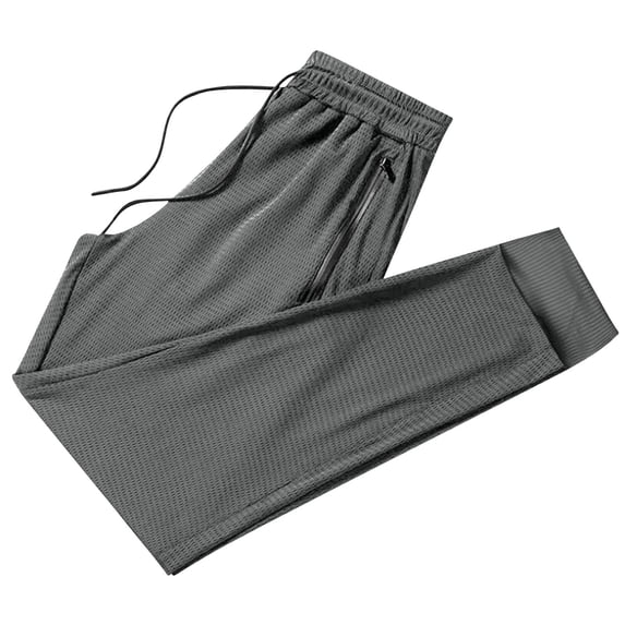 successthop Straight Leg Sweatpants Men Big and Tall Cropped Trousers Drawstring Pant Workout Clothes with Pockets Gray