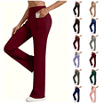 thumbnail image 1 of successthop Straight Leg Yoga Pants with Pockets Women Casual Gym with Pockets Elastic Trousers Solid Trendy Bottoms Red, 1 of 8