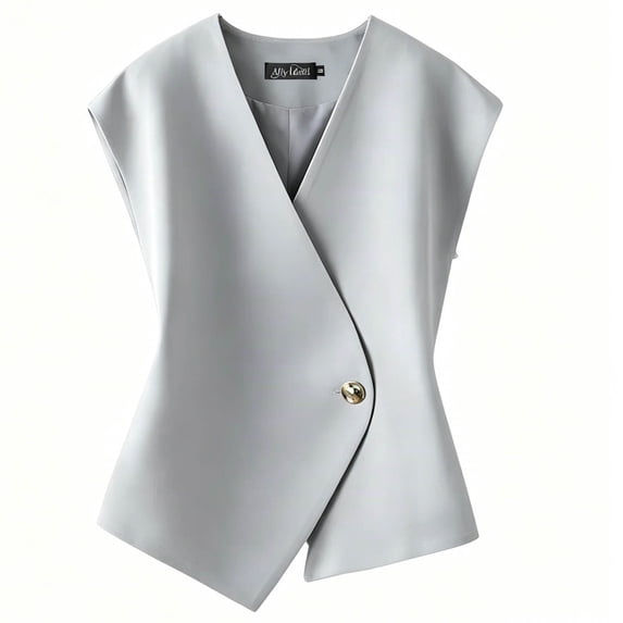 successthop Suit Vest Tops for Women Sleeveless Waistcoat Office Jacket Plus Size Side One Button Solid Work Clothes