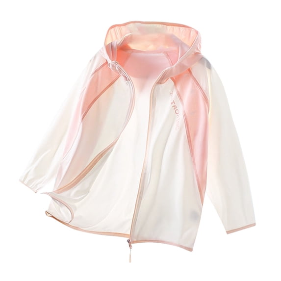 successthop Sun Hoodie Kids 3-16T Boys Girls Zip Up Quick Dry Long Sleeve Color Block Jacket for Outdoor Driving Traveling Hiking Fishing Pink 8T