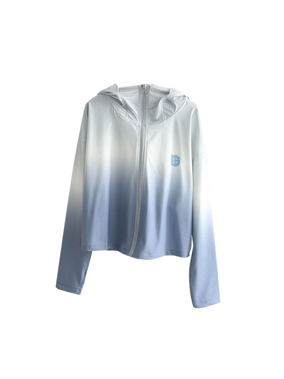 Sun Protection Clothing Kids 3-14T Boys Girls Zip Up Hooded with Pockets Long Sleeve Gradient Jacket for Outdoor Driving Traveling Hiking Fishing Blue 11T