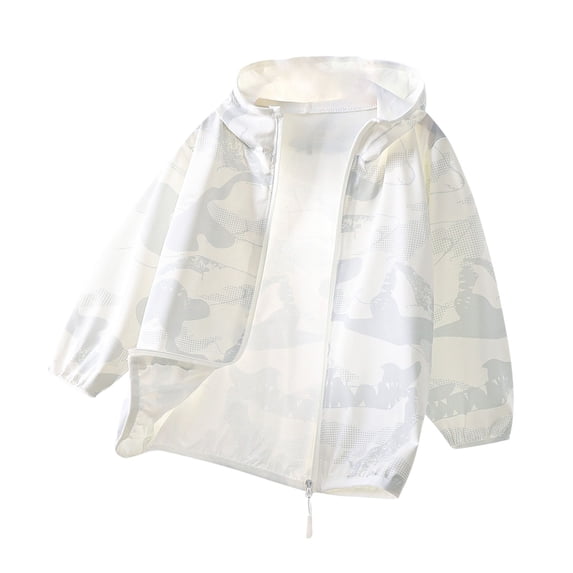 successthop Sun Protection Clothing to Swim 3-16T Boys Girls Zip Up Hooded Quick Dry Long Sleeve Solid Jacket for Outdoor Driving Traveling Hiking Fishing White 12T