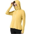 thumbnail image 1 of successthop Sun Protection Clothing to Swim Women UPF 50+ Hooded Long Sleeve with Thumb Holes Solid Jacket for Outdoor Driving Traveling Hiking Fishing Yellow S, 1 of 8