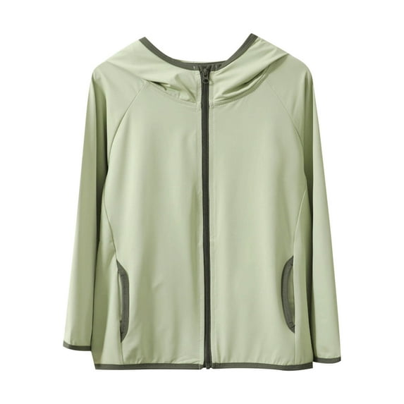 successthop Sun Protection Clothing UV Protection 4-16T Boys Girls Hooded Long Sleeve Solid Jacket for Outdoor Driving Traveling Hiking Fishing Green 9-10T